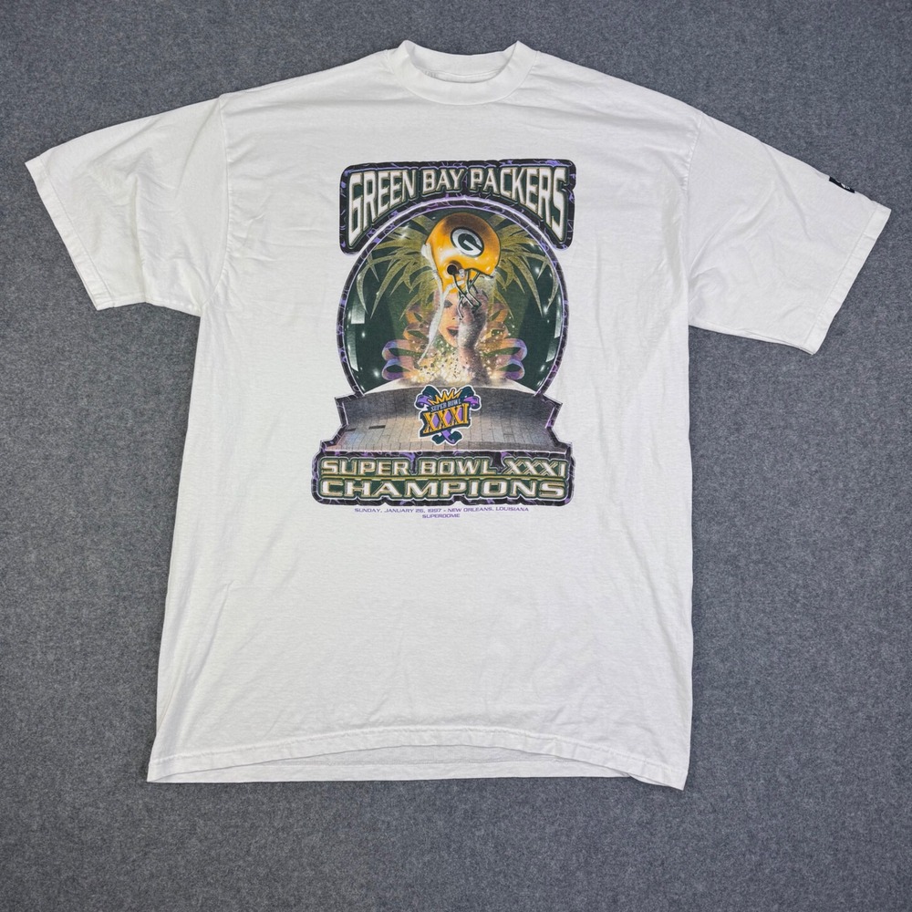Vintage 90s Starter Green Bay Packers Super Bowl XXXI Champions T-Shirt XL White